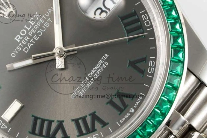 Marker Steel 41mm Diamonds on Arabic Best Dial Jubilee Gray 1:1 904L SA3235 Green Bracelet Bezel Edition DateJust DIWF 0329